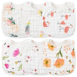 6Pcs Snap Muslin Cotton Bibs for Baby